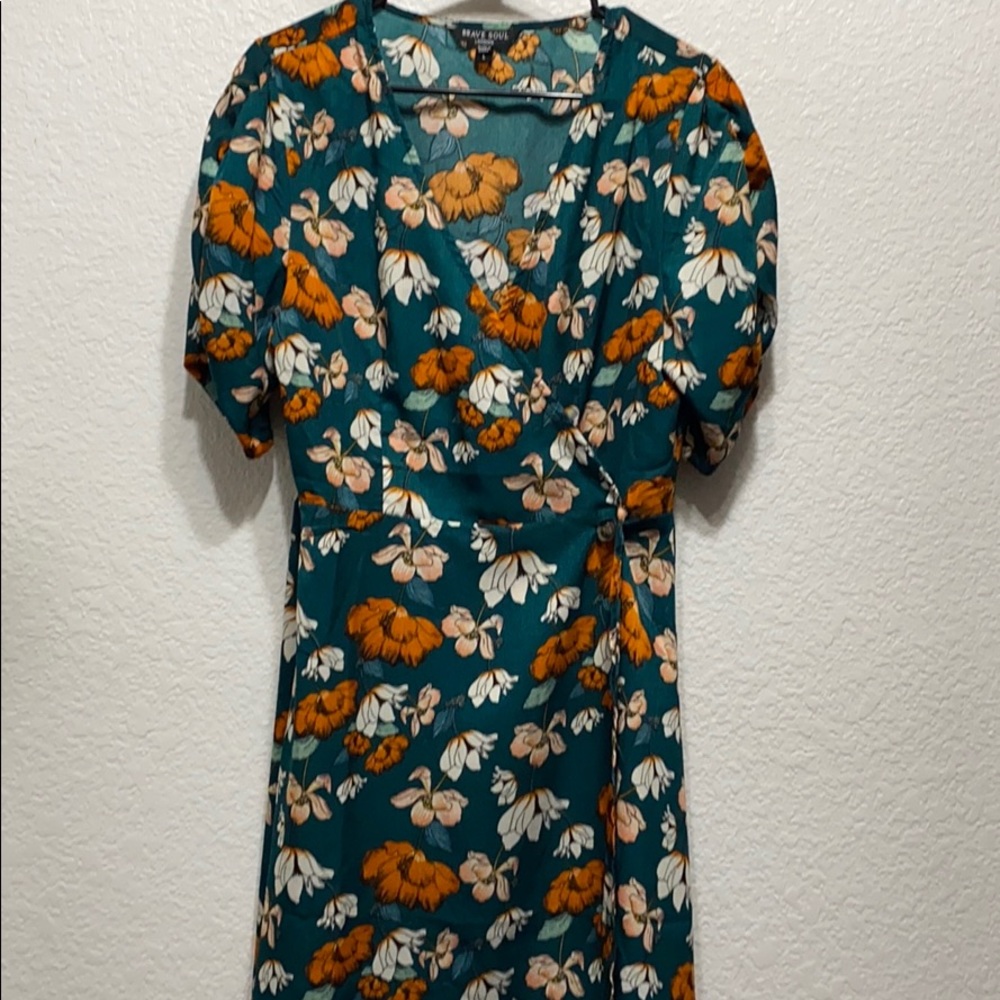 Green and orange floral dress